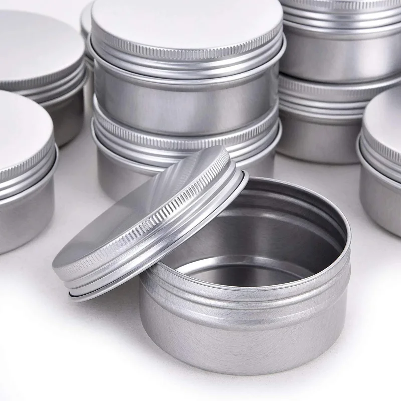 15ml Aluminum Cans Cosmetic Jewelry Change Storage Box Screw Top Round Aluminum Tins Cans Candle Spice Tins Cans Lid Containers