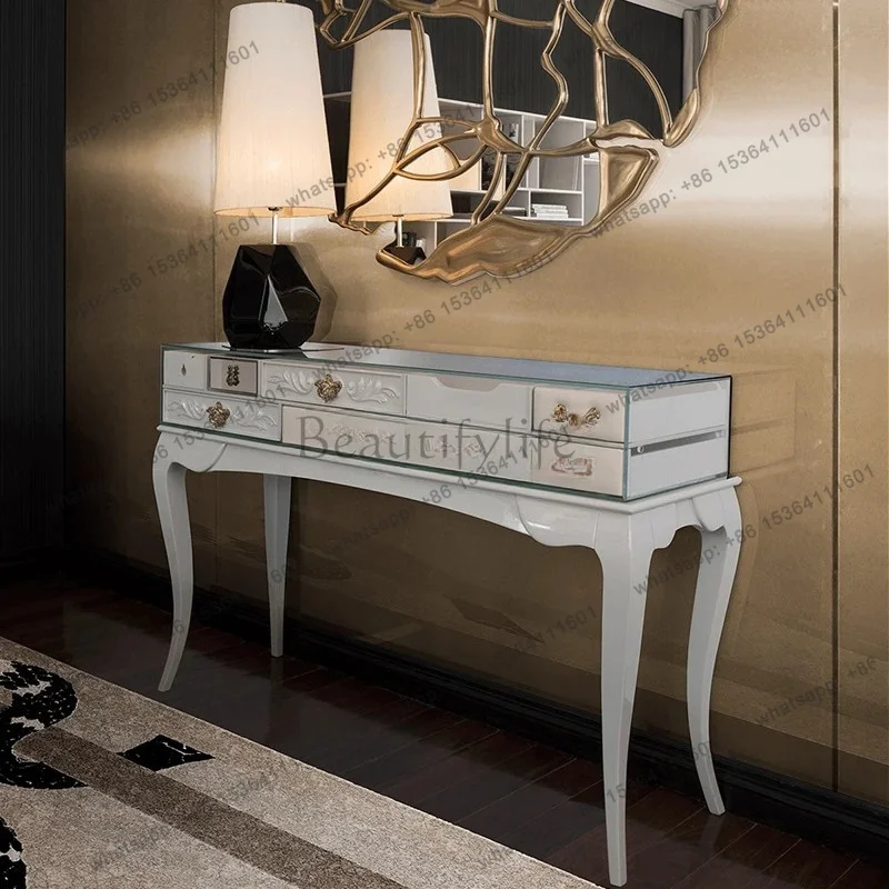 XX  French Light Luxury White Special-shaped Multi-small Drawer Paint Cabinet