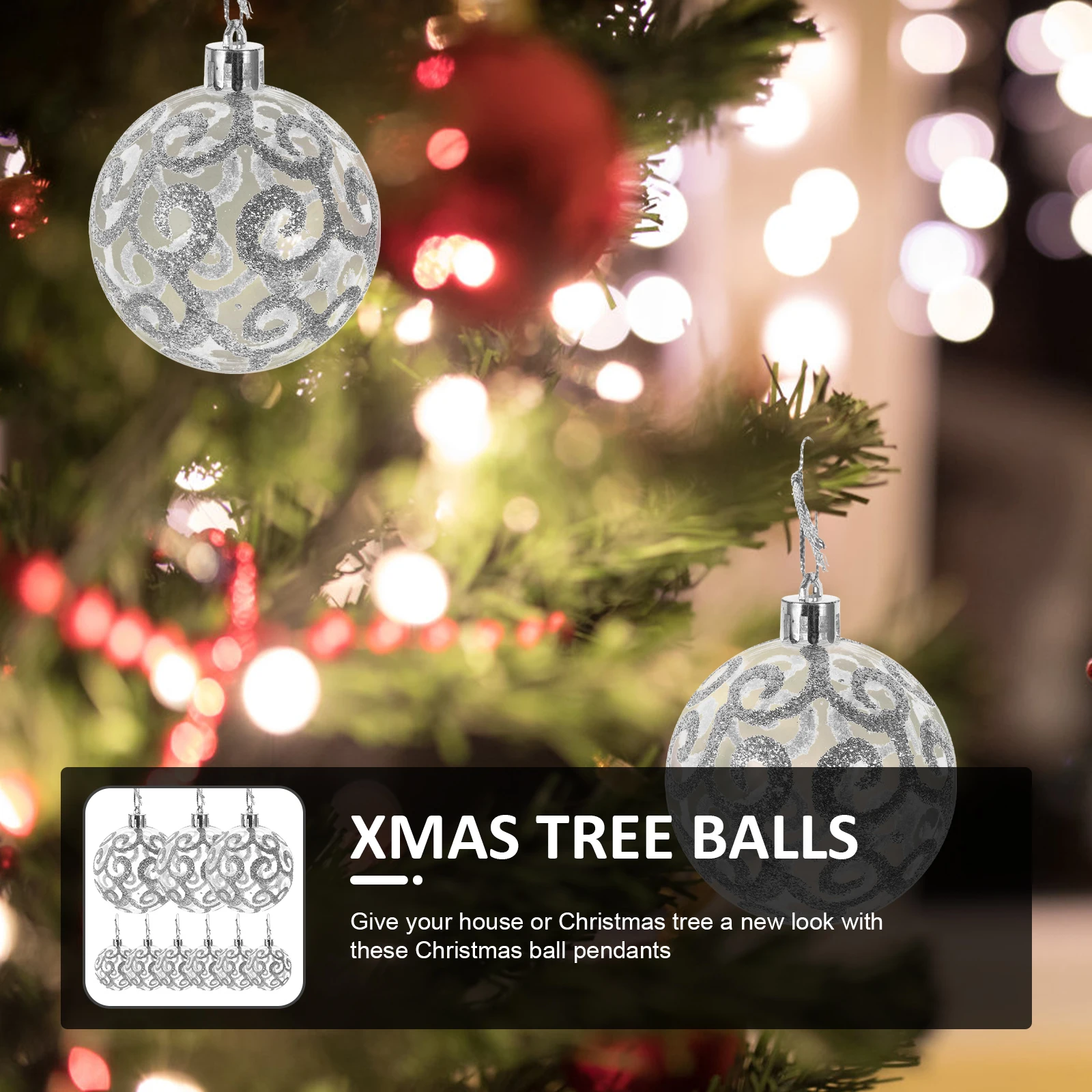 

9 Pcs Hanging Christmas Tree Ball Xmas Ornaments Shatterproof Balls Pendant Wedding Decoration