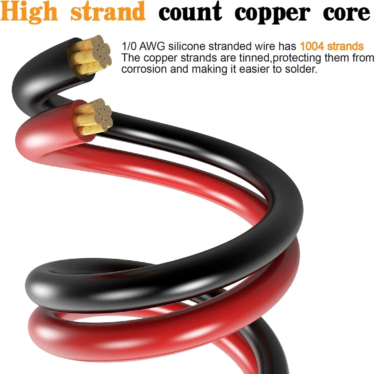 1/0 Gauge CCA Batterijkabelset 40FT Zwart Rood Automotive Power Ground Wire met zekeringhouder