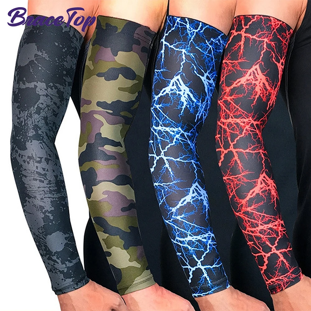 BraceTop 1 Pair Unisex Sports Arm Sleeves Golf Basketball Cycling Elbow Protector Arm Sleeves Sun UV Protection Cover Protector