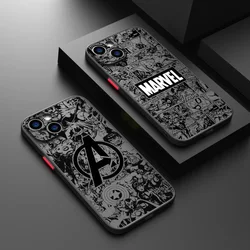 Funda de teléfono de Marvel Spiderman Avengers para Apple iPhone 15 14 13 12 11 XS Mini Pro Max 8 7 XR X Plus, cubierta translúcida esmerilada