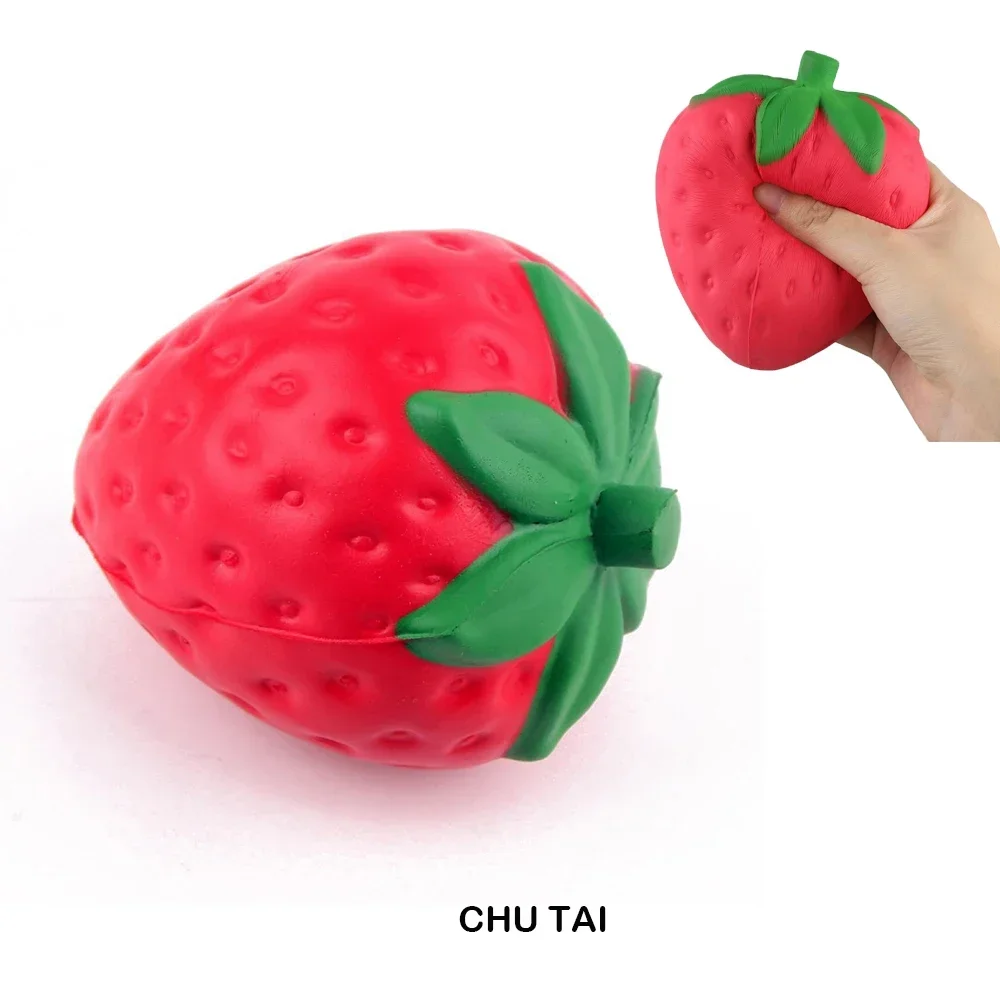 Giant Strawberry Squishy Slow Rising Shapeable Simulation Fruit Ball Stress Relieving Squeeze Fidget Toy for Adults Kids Gift**