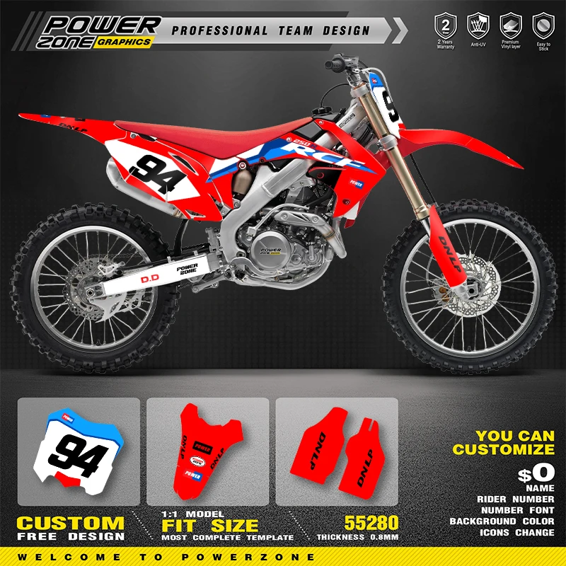 

Наклейки-декали Powerzone для мотоциклов HONDA CRF450 CRF450R 2009-2012, CRF250 CRF250R 2010-2023