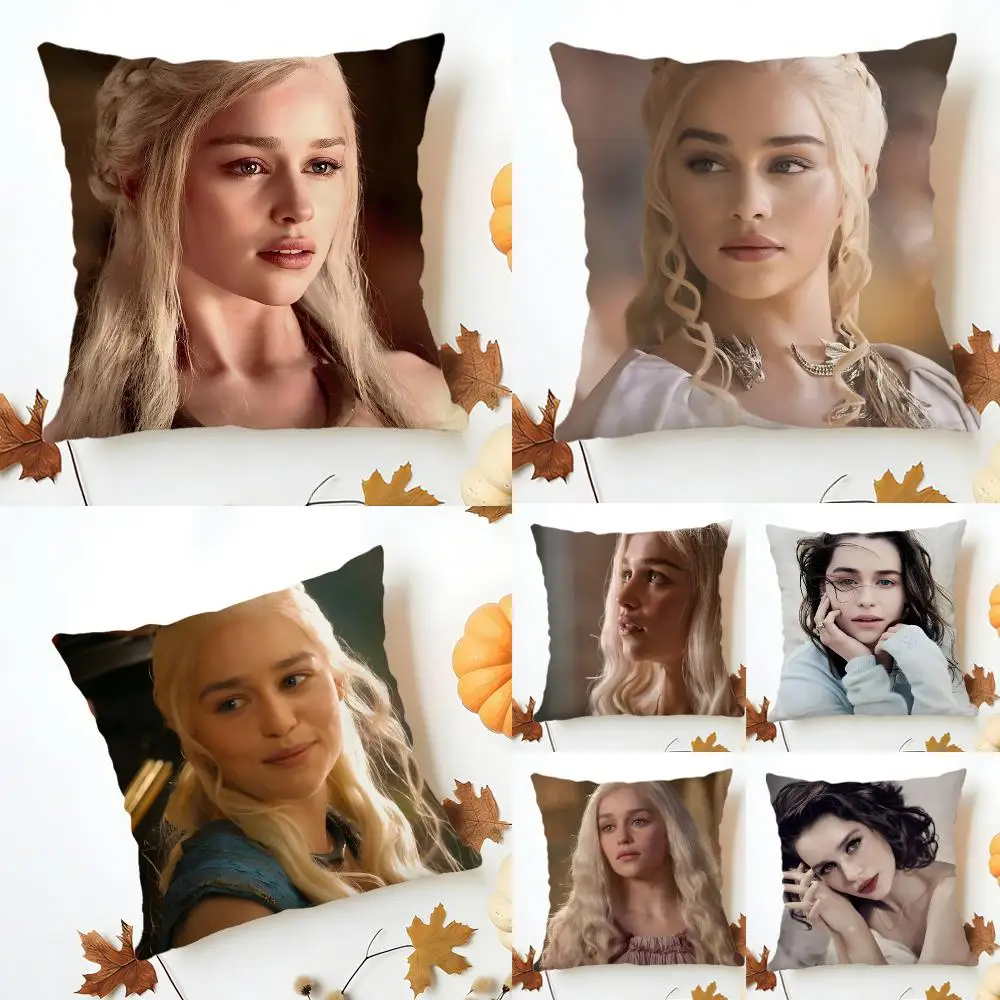 Elegant Glamorous Stunning Emilia Clarke Cushion Cover Sofa Home Decor Living Room Accessory Holiday House Cushion Shell