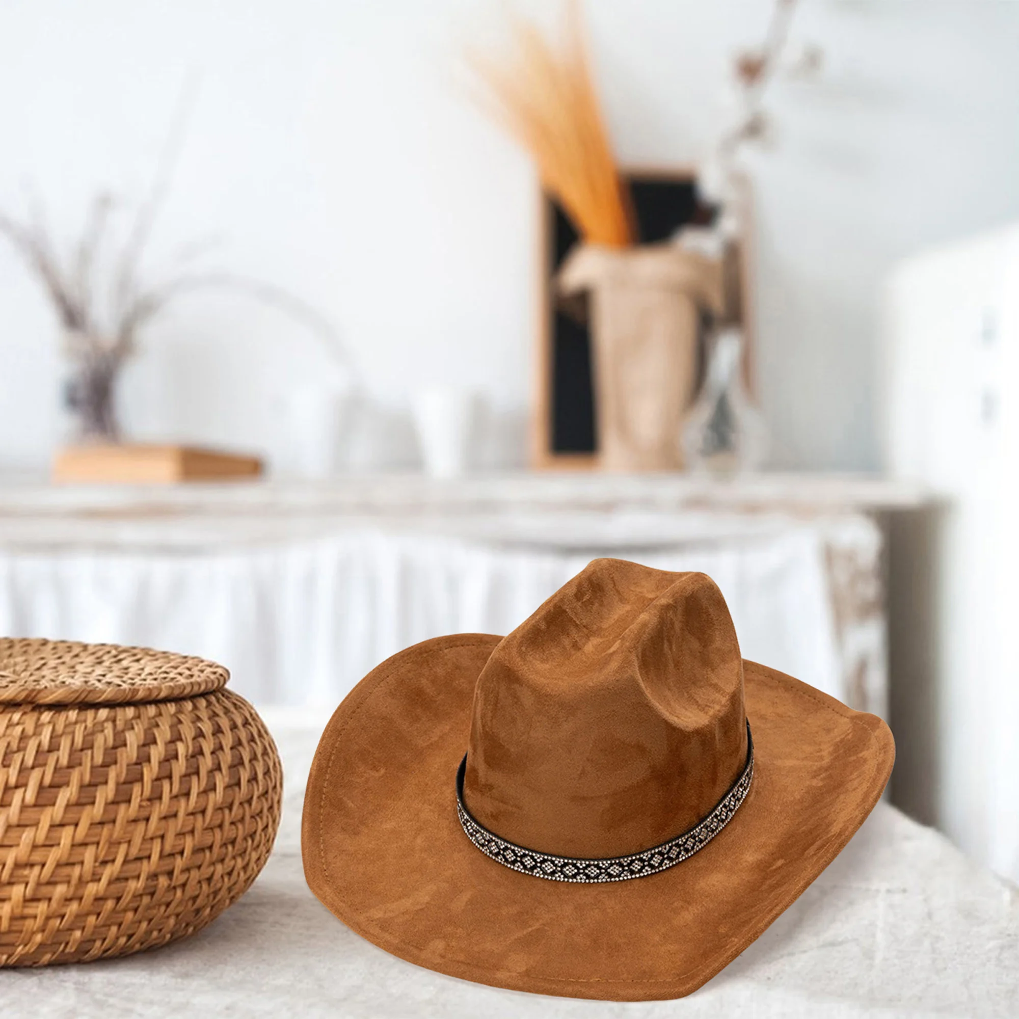 

Vintage Style Wool Fedora Hat Classic Wide Brim Trilby Hat for Women Men Retro Roll-up Western Cowboy Hat for Daily Party and