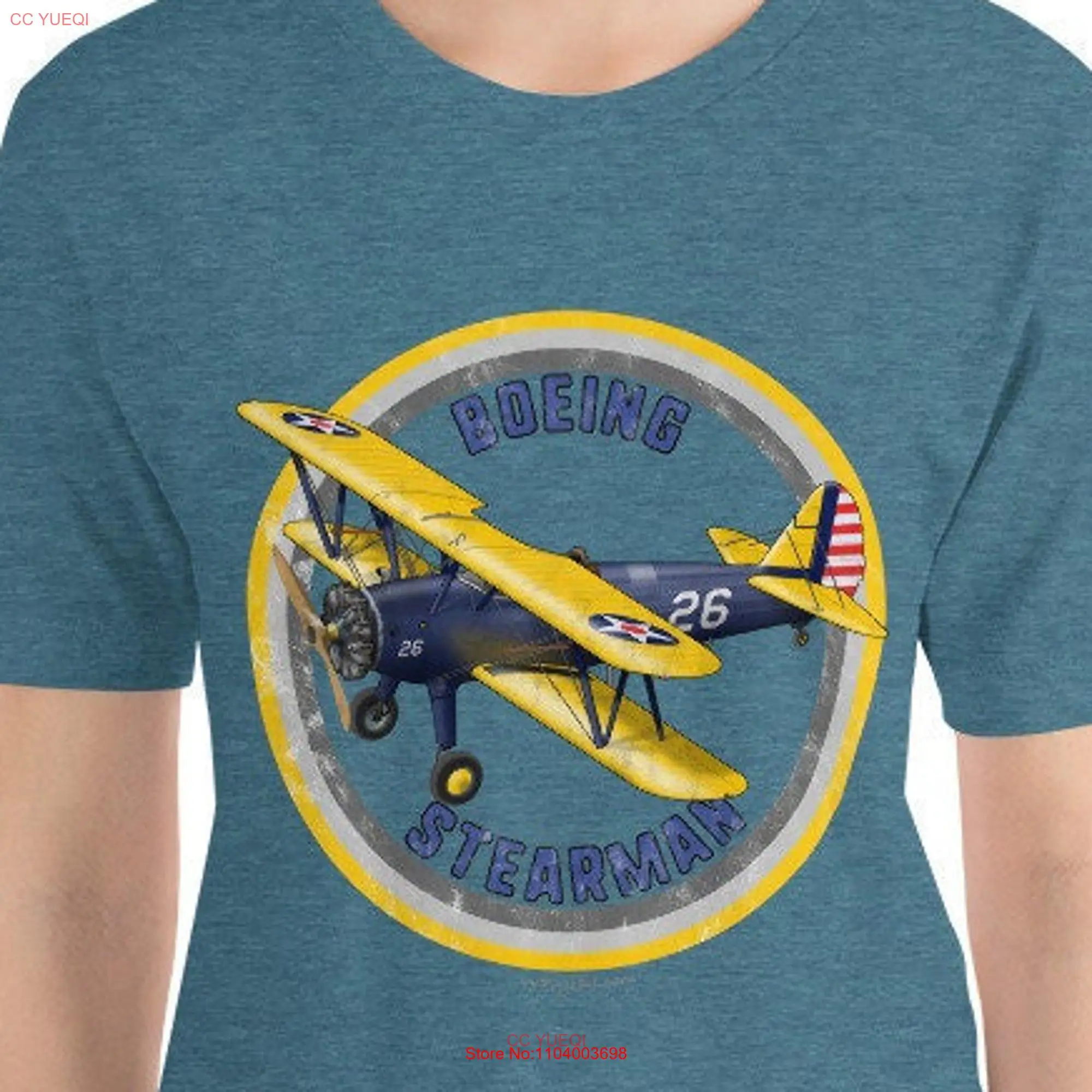 Boeing Stearman Airplane  T Shirt long or short sleeves