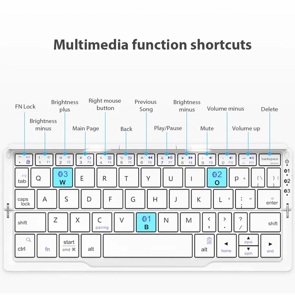 Imagem -05 - Recarregável Ultra-fino Bluetooth Ipad Iphone Mac Teclado Dobrável sem Fio Portátil com Suporte do Telefone