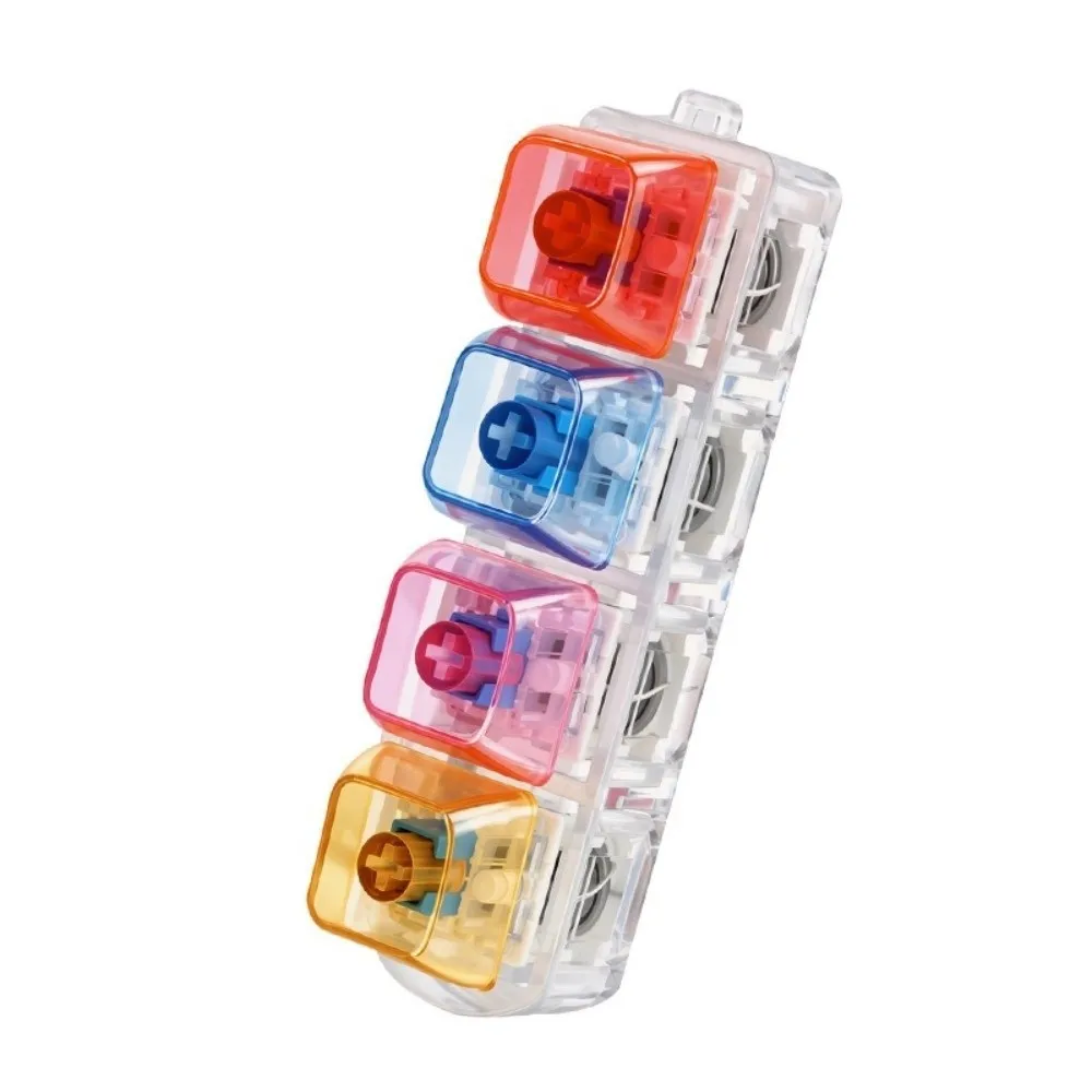 4 Keys LED Keyboard Keychain Crisp Clicky Press Feeling Transparent Mechanical Switch Keyboard with LED Light Wear-resistant