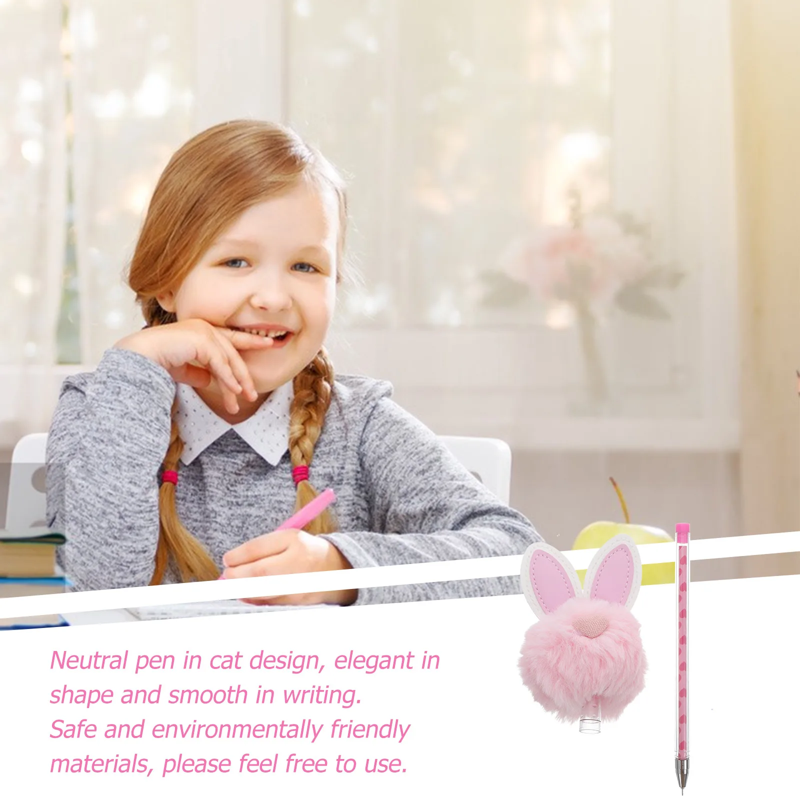 

3pcs 0.5Mm Gel Ink Pens Rabbit Ear Neutral Pen Cartoon Stationery For Kids Students 0.5 Black Pen Elegant Cat Design