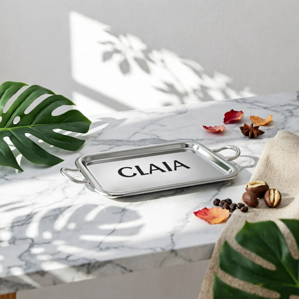 Stainless Steel Tray with Handles Food-Grade Serving Tray with Handles Metal Platter Shiny Long-Lasting for Hosts, Tea Service