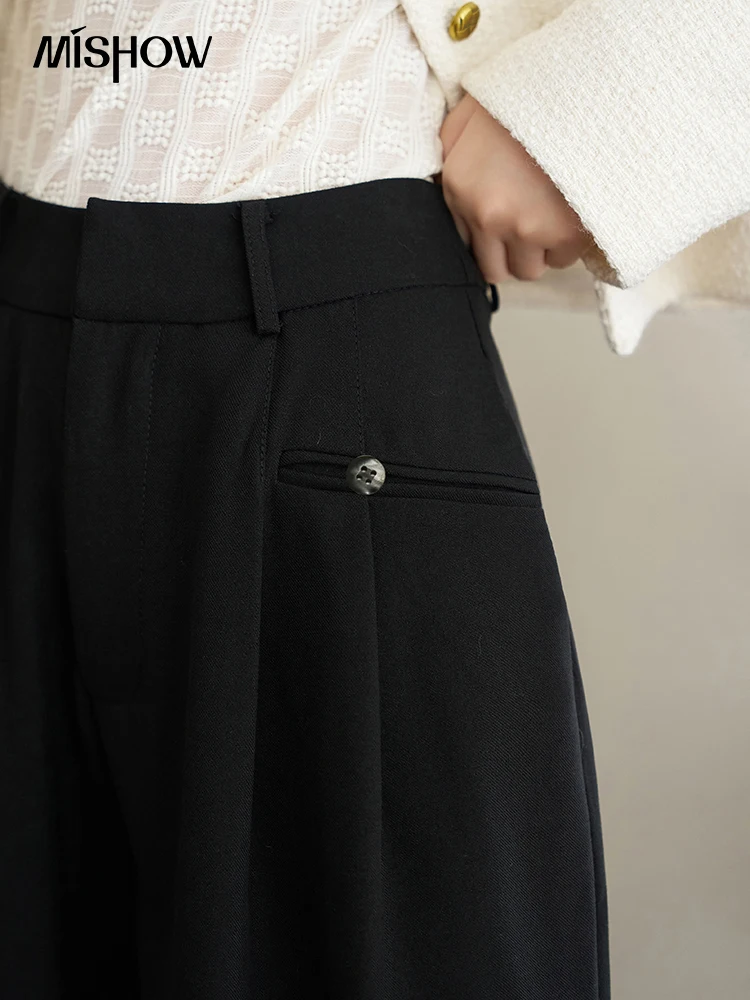 MISHOW traje pantalones casuales para mujer otoño 2023 coreano cintura alta sólido femenino longitud completa pantalones de pierna ancha Oficina