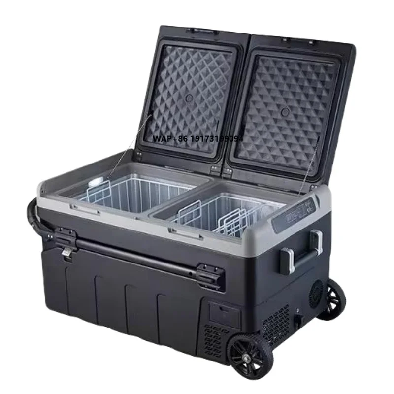 

Portable Fridge for Car With Wheels and Retractable Handle Car Freezer Box Dc 12V / 24V AC100-240V