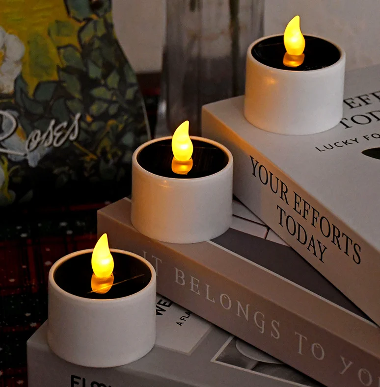 

1/2/4 шт. солнечные уличные свечи, фонари для двора, садовые пейзажные украшения, водонепроницаемые свечи, свечи для кемпинга и кемпинга