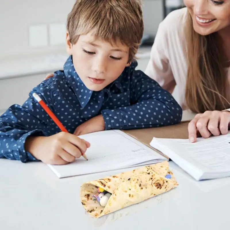 Pannenkoek Etui Briefpapier Tas Houder Organizer Pen Case Make-Up Organizer Potlood Draagtas Pannenkoek Vorm Voor School