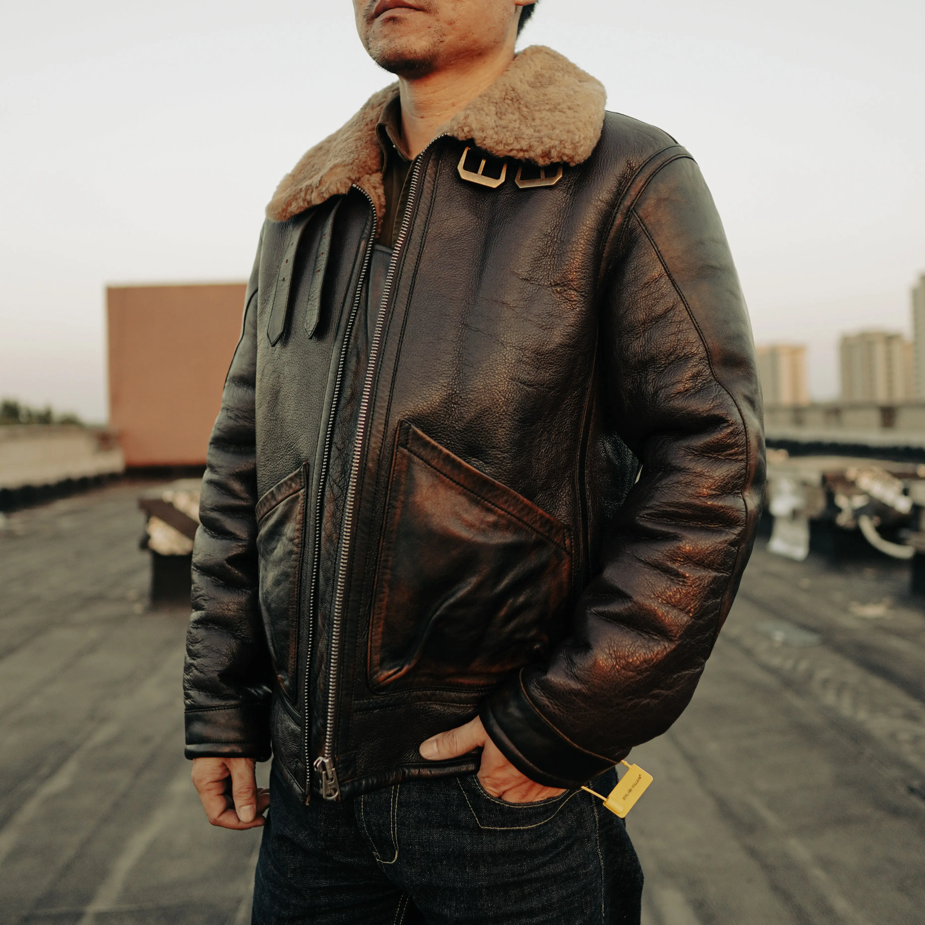 Dark Brown Winter Shearling Jacket Men Retro Vintage Style Plus Size 6XL Genuine Natural Thick Sheepskin Warm Spliced  Coat