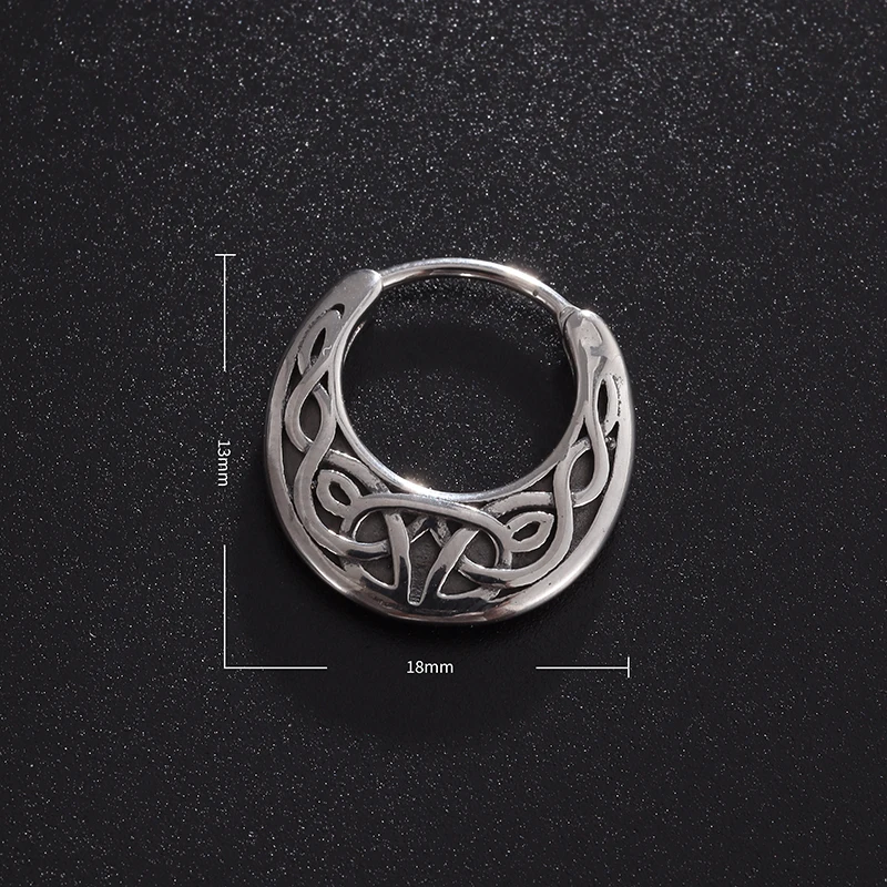 Vintage Nordic Celtic Knot Hoop Earrings Men Womens Gothic Punk Hypoallergenic Jewelry Holiday Style Gift image 5