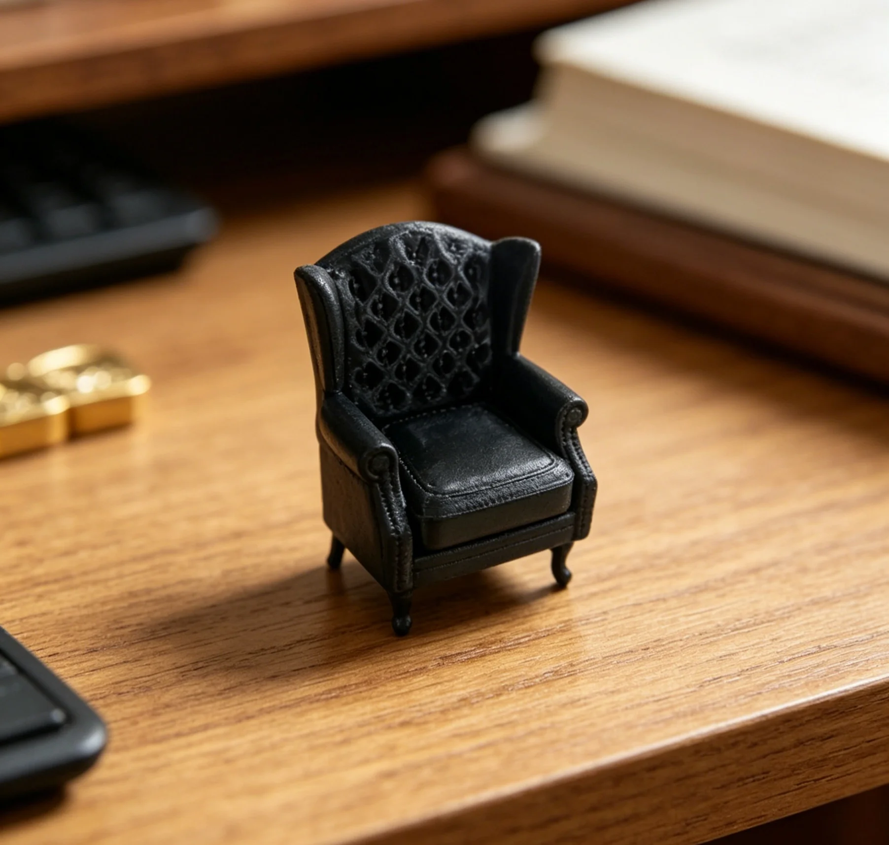 Compact Lounge Chair Figurine, Sophisticated Detailing for Collector’s Cabinet or Office Desk