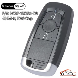 KEYECU 2 Buttons 434MHz ID49 Chip for Ford EcoSport Ranger PXIII 2017 2018 2019 2020 Auto Flip Remote Key Fob HC3T-15K601-DB