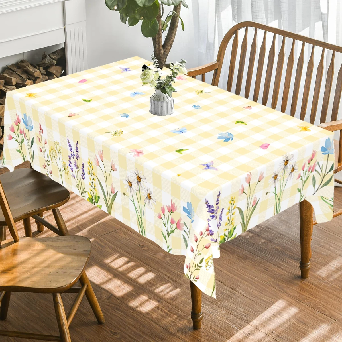 Yellow Happy Easter Bunny Tablecloth Happy Easter Decoration For 2026 Home Holiday Party Spring Themed Supplies Table Decor