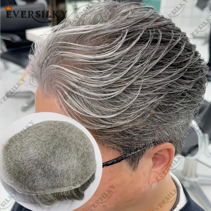 

Прочный, полностью тонкая кожа, 0,03 мм, мужской парик, серый, черный, светлый, парик из натуральных волос, натуральная система шиньонов, капиллярный протез