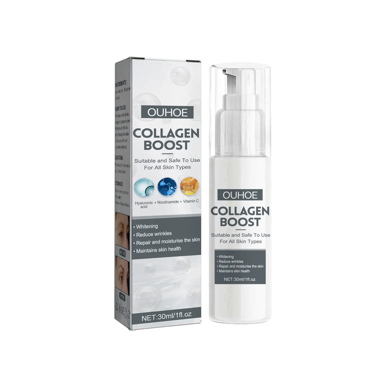 Wrinkle Removal Whitening Serum Pores Shrink Firming Essence Fade Dark Spot Improve Fine Lines Brighten Nourish Anti Aging Serum