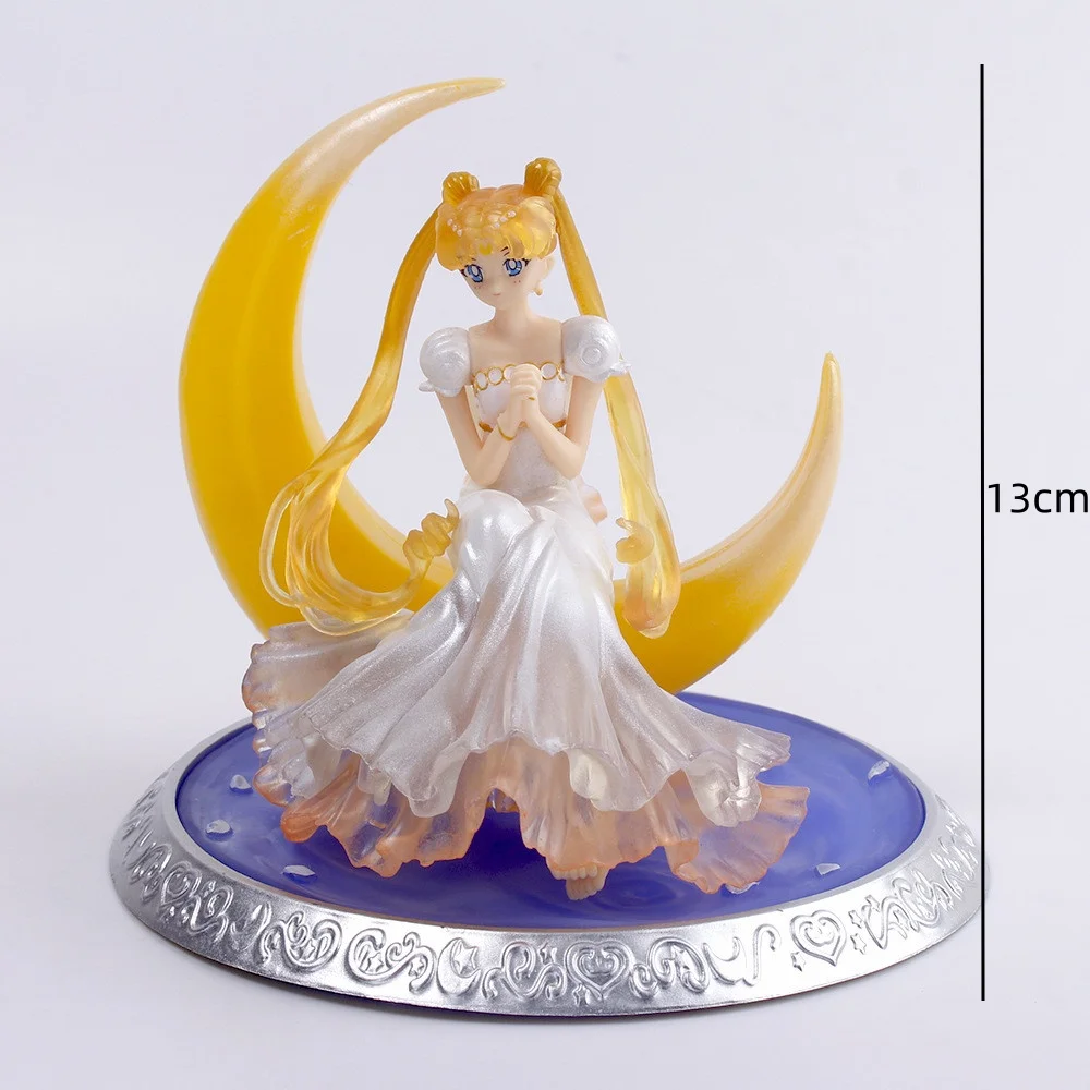Sailor Moon Ornament Anime Surrounding Aesthetic Figure Model Glowing Night Light Room Desktop Decoration Cute Toy Children Gift view 6