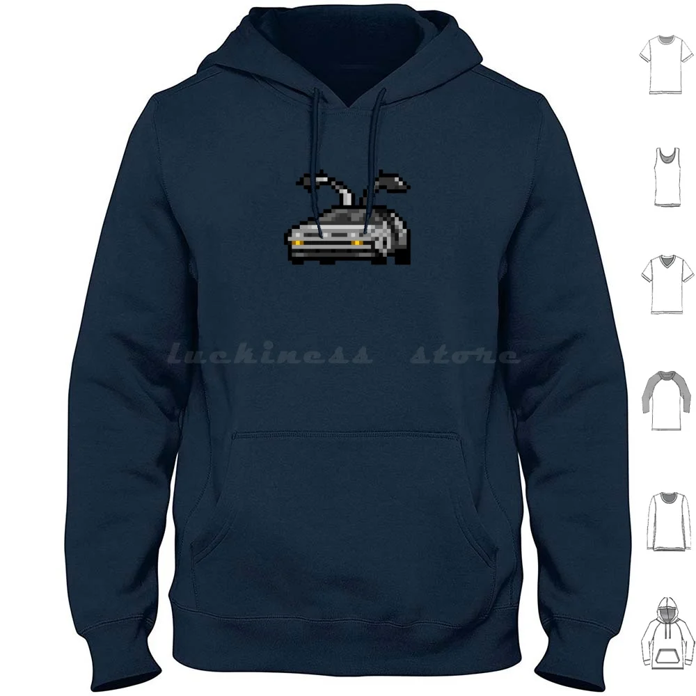 Classic Car 8-Bit Pixel Art Hoodie cotton Long Sleeve Car Automobile Bttf Back To The Future Dmc 12 88 Mph 8Bit 8 Bit Pixel