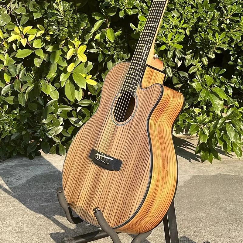 

Aiersi Brand OM Zebra Wood Acoustic Guitar Cutaway Custom Logo Folk Musical Instrument Cheap Price High Quality Made In China