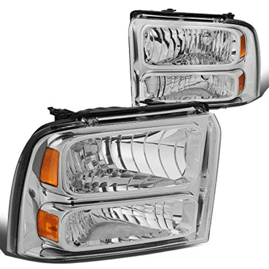 

Комплект фар (левая и правая) для Ford F-250, F-350, F-450, F-550 SD 2005-2007 годов, хромированные, с янтарными элементами, HL-OH-FSUPER05-CH-