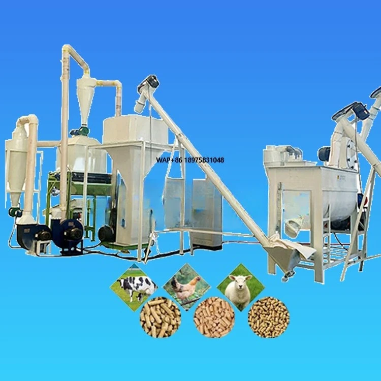1-2Tph Feed Pelletizer Farm Poultry Dairy Cow Feed Pellet Production Line for Broiler, Layer, Sheep, Horse and Pig Feed