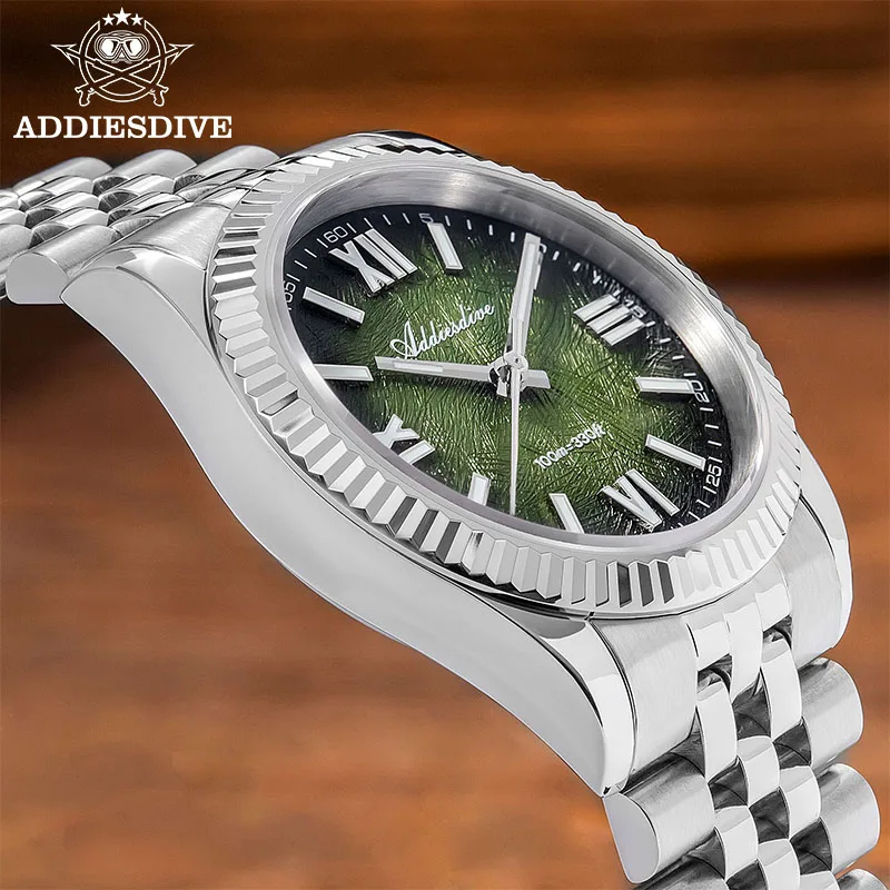 ADDIESDIVE Sapphire Crystal Woman Wristwatch New Luxury 36mm Japan VH31 100m Waterproof Luminous Fashion Steel Watch for Woman