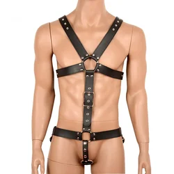 Male Body Harness Belt Lingerie PU Leather Bondage Strap Bdsm Adjustable Fetish Gay Clothing Erotic Punk Rave Underwear for Sex