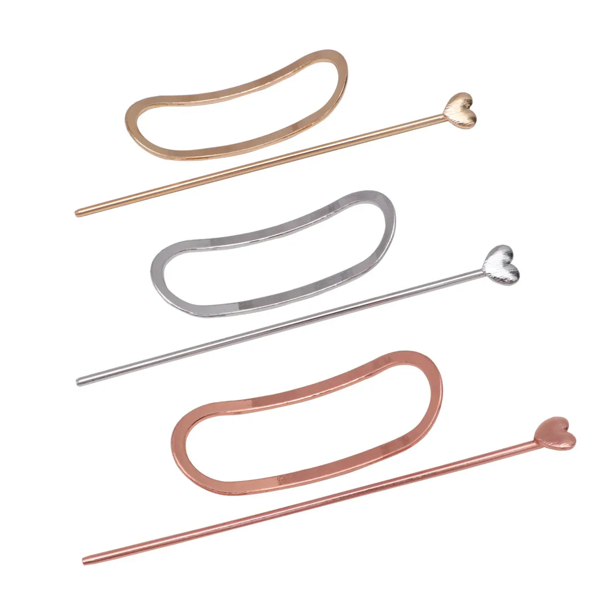 

3pcs Round Hairpin Set Metal Heart Star Design Elegant Stylish Hairpins For Women Girls Wedding Birthday Valentine'S Day Durable
