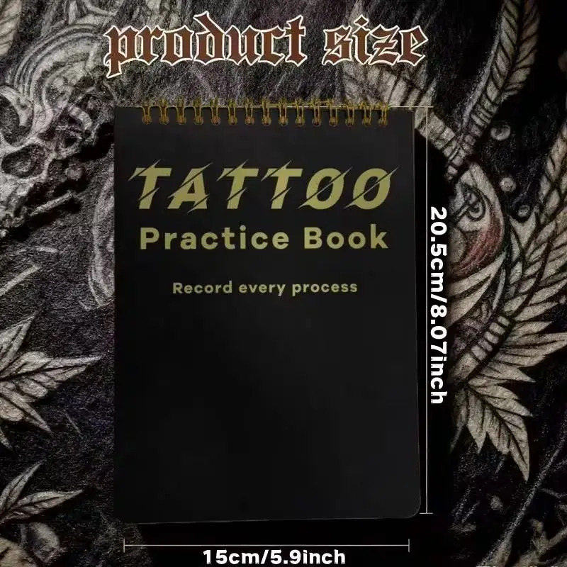 1Pc Black Tattoo Practice Skin Diary Book - 10 Pages Per Book - 1mm Tattoo Fake Skin Book - Tattoo Set