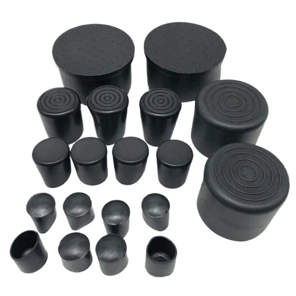 8-32PCS PVC Soft Rubber Round Tube Stainless Steel Cap Anti Slip Wear Resistant Silent Table Chair Floor Protective Rubber Cover