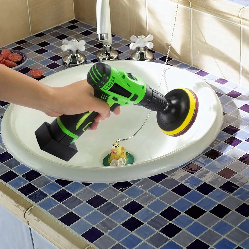 Cepillo eléctrico de taladro de 5 pulgadas, estropajo de azulejo, Kit de limpieza del hogar, herramienta para suelo de baño, almohadilla de pulido de bañera