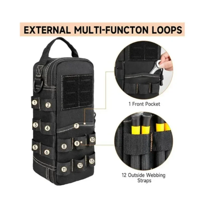 Oxford Cloth Portable Tool Storage Bag Waterproof Wear Resistant Electrician Repair Organizer with Hook