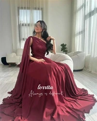 Ball Gown Evening Dress Claret Chiffon Grace Shawl Prom Women Dubai Luxury Dresses Customized Elegant Party Luxurious Women's