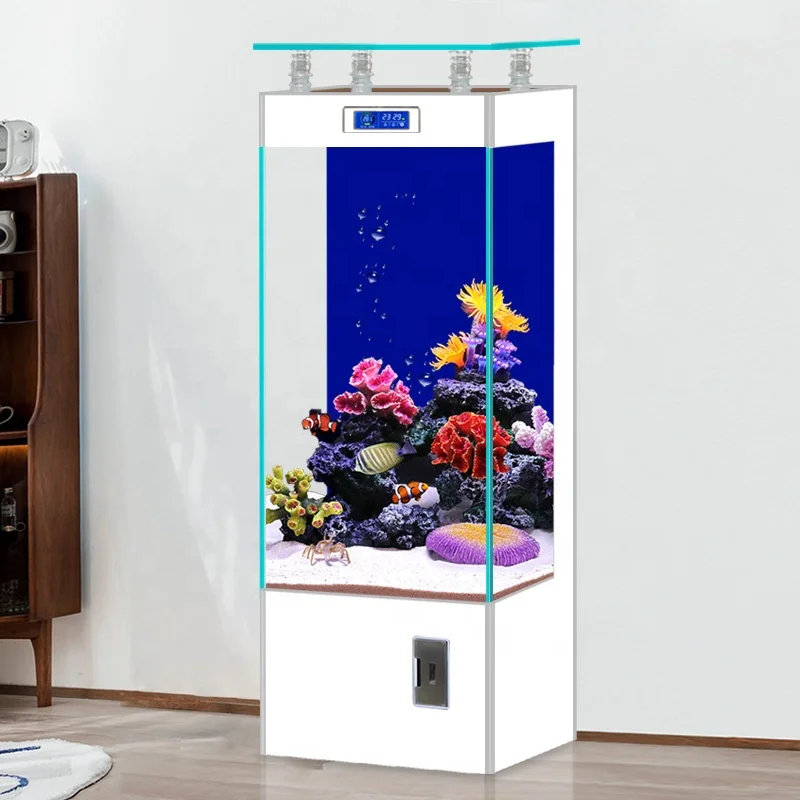 Smart Column Aquarium With Intelligent Control Vertical Ultra Clear Glass Fish Tank For Home & Office Compact Eco-system