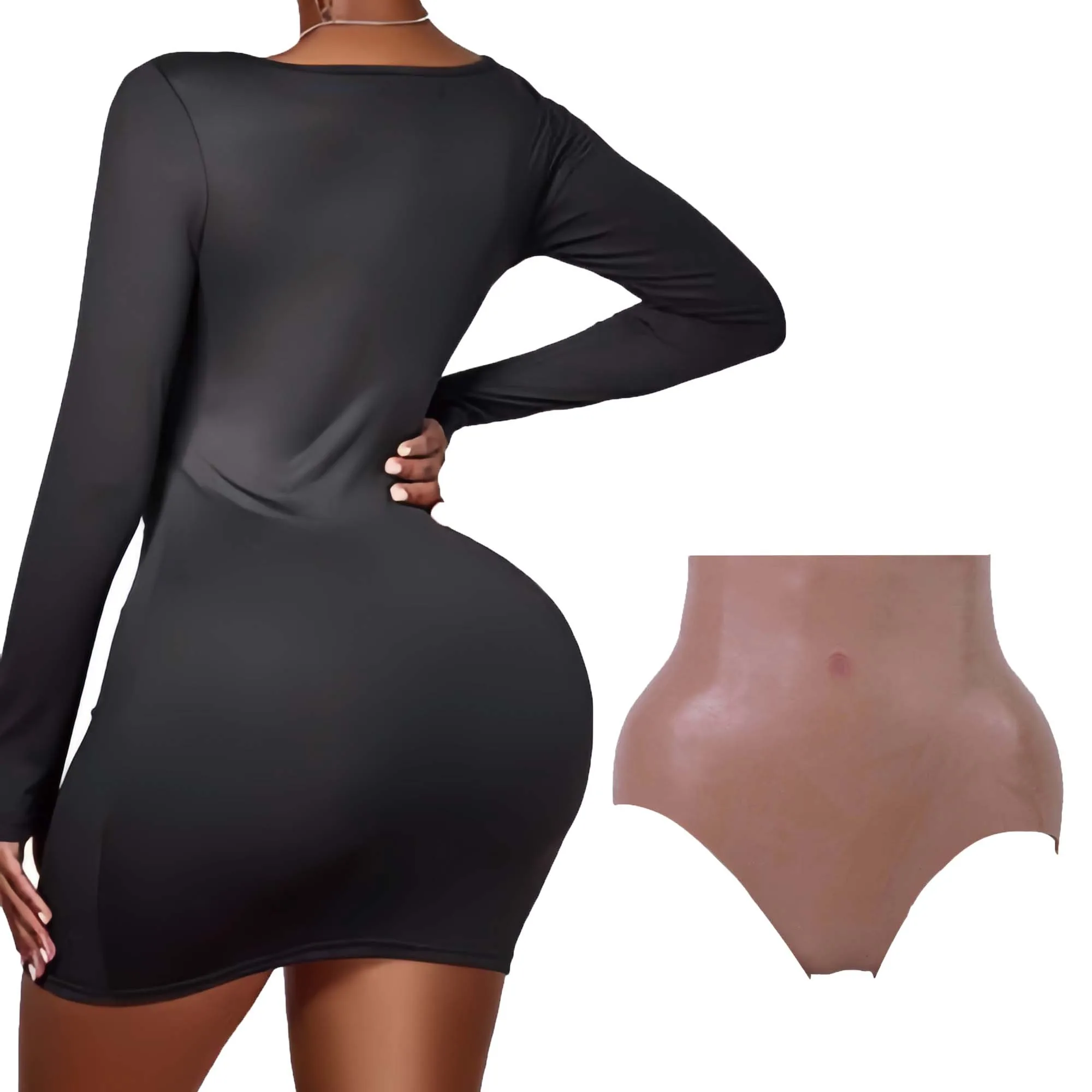 

Zilasegy Silicone Female Sexy Fack Buttocks Enhancement 2cm and Big Hips Pad Underwear 2.2cm Realitic Bum Pants for Women