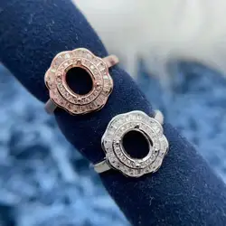 MeiBaPJ Inlay Square Circular 10 * 10/11 * 11mm S925 Sterling Silver Empty Support Luxury Bow Ring Versatile Gift Jewelry