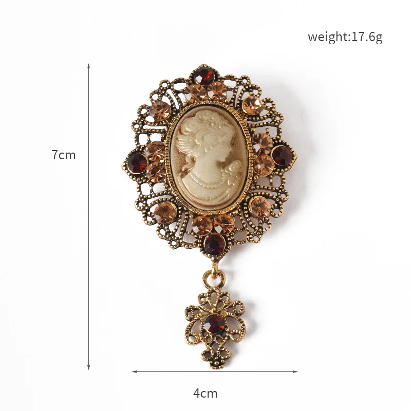Fashionable retro beauty portrait brooch women's clothing accessories chest flower brooch accessories