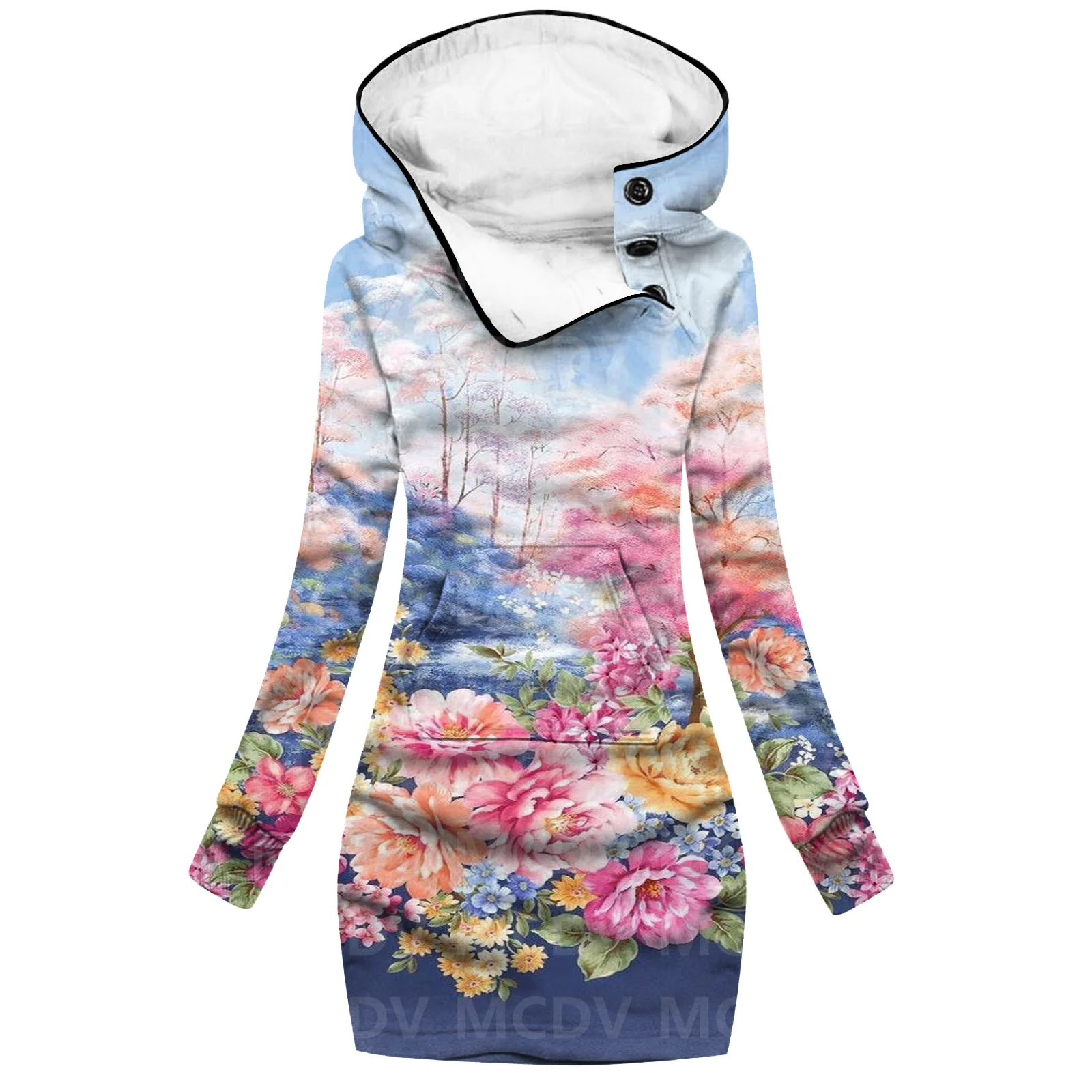 

Flowers 3D Printed Hoodie Dress Novelty Hoodies Women Casual Long Sleeve Hooded Pullover Tracksuit 01