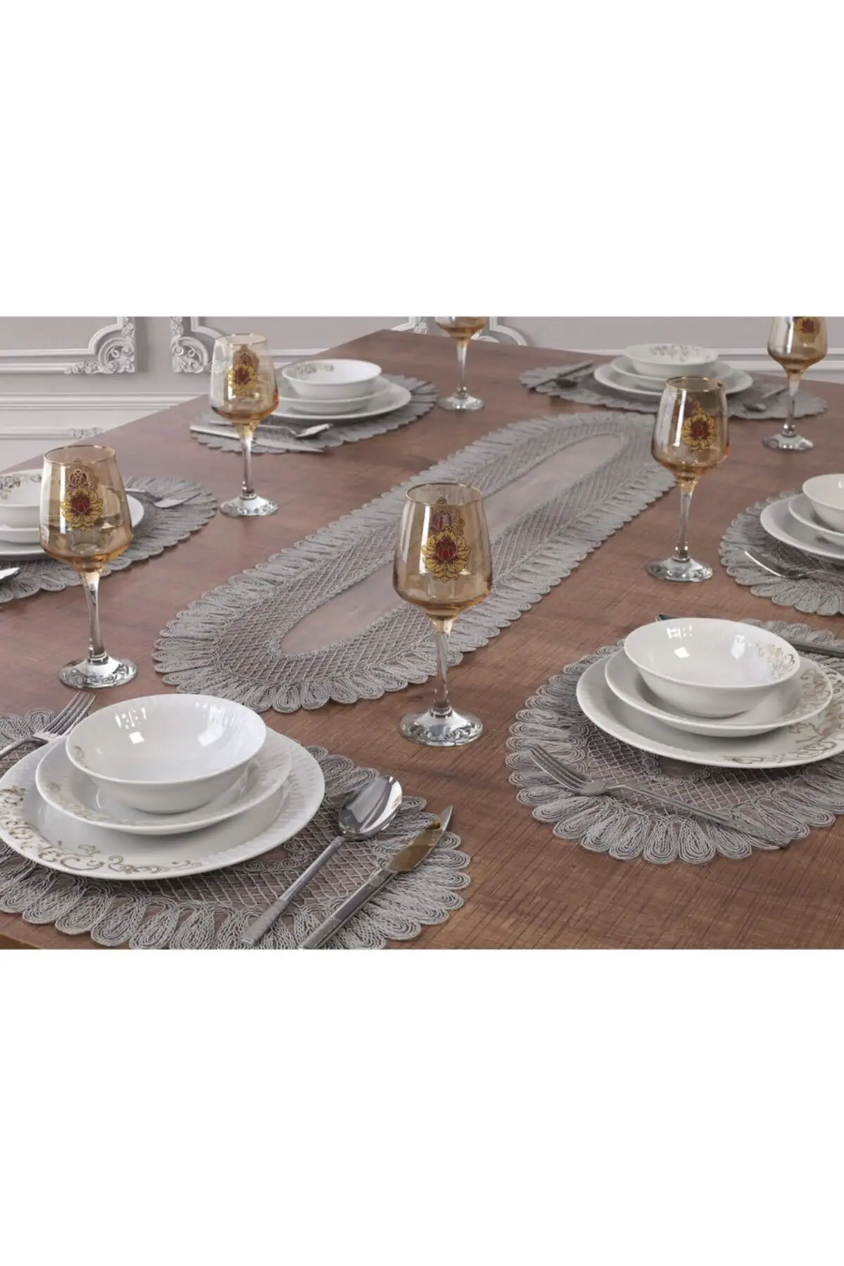 Table cloth Set Service Supla And Runner Set 6 Personality Set Vivien Gray 7 Piece