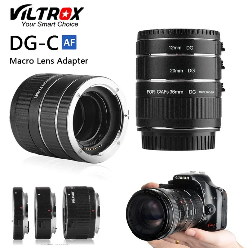 Viltrox DG-C Macro Lens Adapter 12mm 20mm 36mm Metal Mount Auto Focus Extension Tube Compatible with Canon EOS 60D 5D 7D 80D