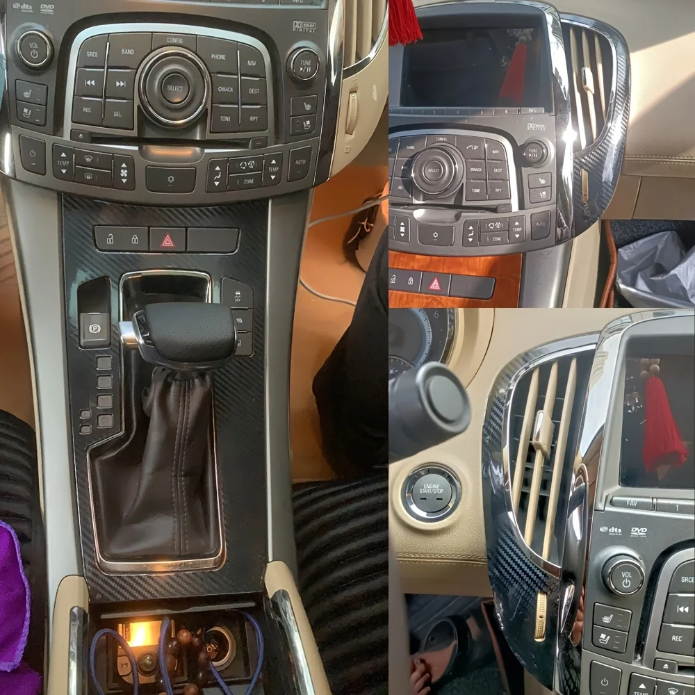 

for Lacrosse 2009-2012 Interior Central Control Panel Door Handle 5D Carbon Fiber Stickers Decals Car Styling Accessorie