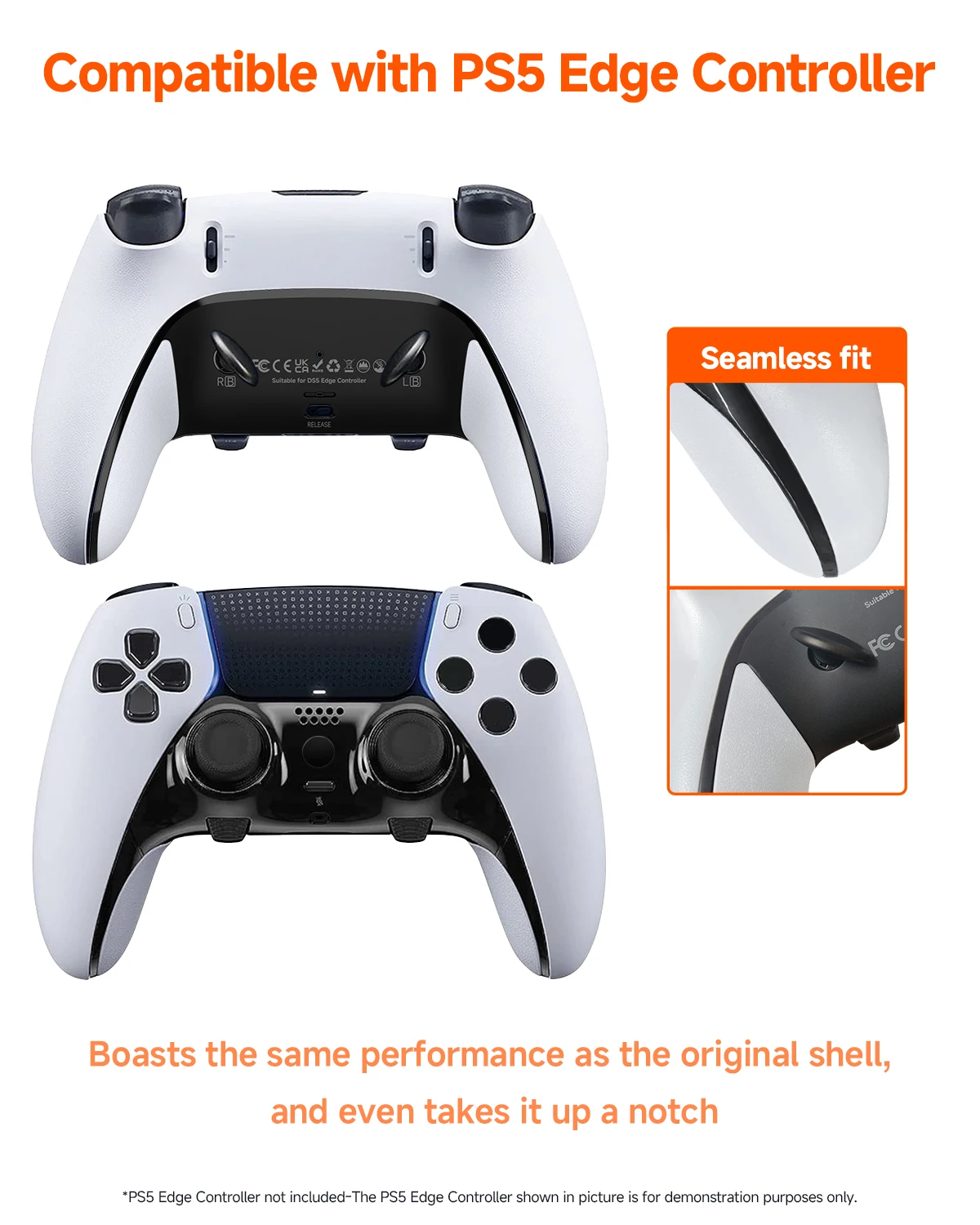 CHARM FOCUS Rear Grip Compatible with PS5 Edge Controller Housing, TPU Soft Rubber Seamlessly Fits PS5 Edge Controller DIY