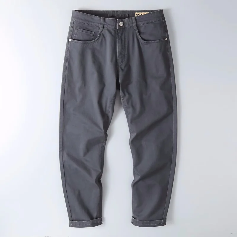 Men's Autumn/Spring Stretchable Casual Pants, Solid Color Cotton Straight Full Length Cargo Pants, Fashion All Match Pants