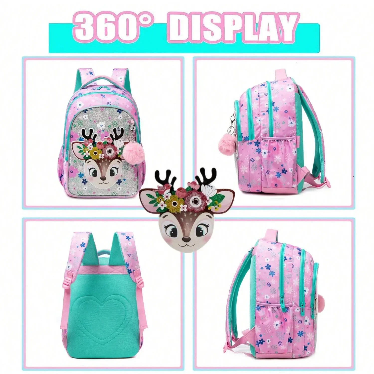 Mochila escolar para niñas y niños, Juego de 3 piezas, con fiambrera, estuche para lápices, para volver a la escuela, para estudiantes de primaria